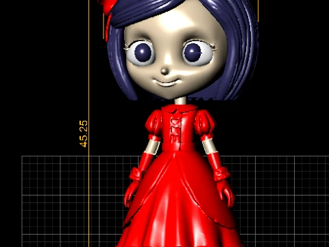 Elegant Red Dress Girl Figurine 3D Model