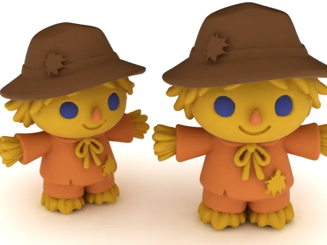 Cute Scarecrow Figurine 3D Model .c4d .max .obj .3ds .fbx .stl .blend 