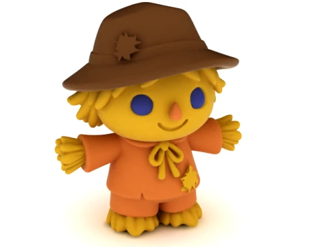 Cute Scarecrow Figurine 3D Model