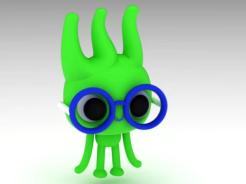 Cute Green Alien Character 3D Model
