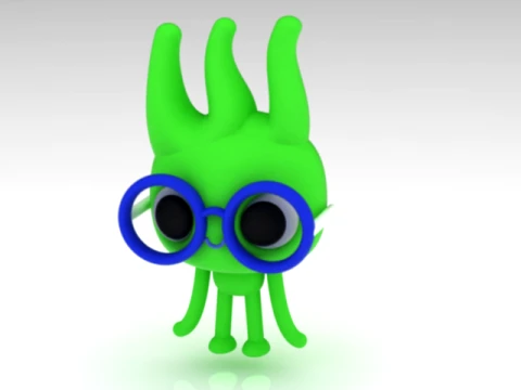Cute Green Alien Character 3D Model