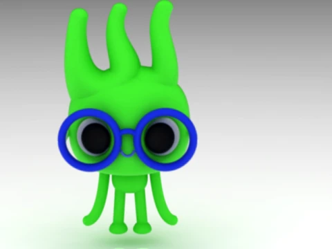Cute Green Alien Character 3D Model