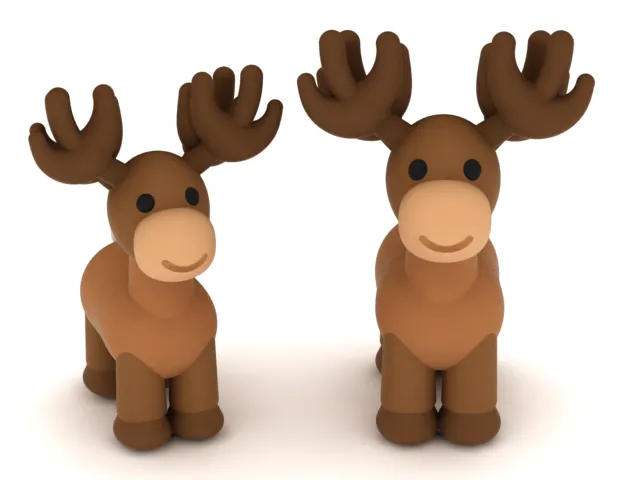 Cute Cartoon Moose Figurine 3D Model .c4d .max .obj .3ds .fbx .stl .blend 