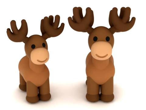 Cute Cartoon Moose Figurine Modèle 3D