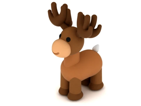 Cute Cartoon Moose Figurine 3D Model