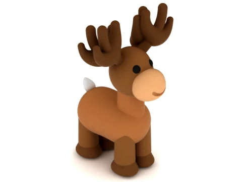 Cute Cartoon Moose Figurine 3D Model