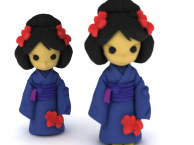 Cute Japanese Kimono Doll 3D Model .c4d .max .obj .3ds .fbx .stl .blend 