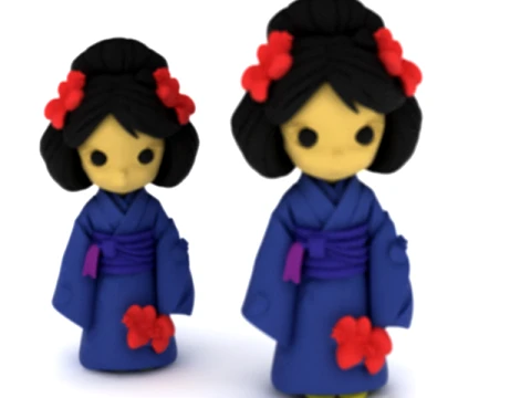 Cute Japanese Kimono Doll Modèle 3D