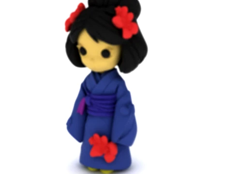Cute Japanese Kimono Doll 3D Model