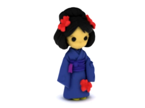 Cute Japanese Kimono Doll 3D Model