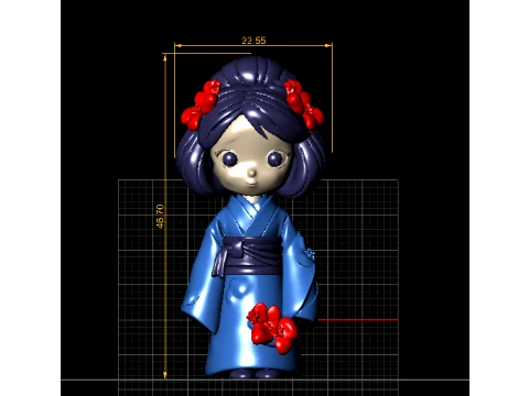 Cute Japanese Kimono Doll 3D Model