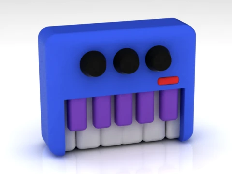 Cute Mini Synthesizer Keyboard 3D Model