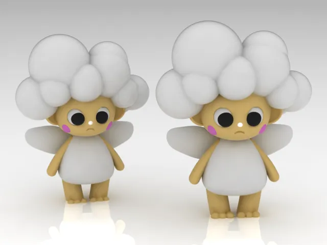 Cute Cloud Fairy Figurine 3D Model .c4d .max .obj .3ds .fbx .stl .blend 