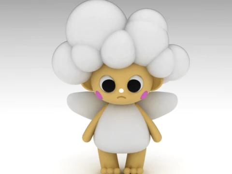 Cute Cloud Fairy Figurine 3D Model