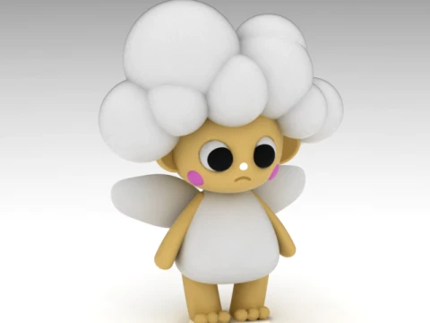Cute Cloud Fairy Figurine 3D Model