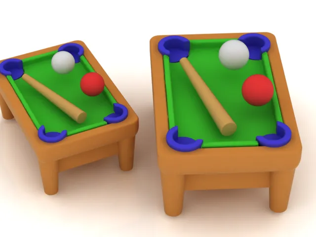 Cute Mini Pool Table Set 3D Model .c4d .max .obj .3ds .fbx .stl .blend