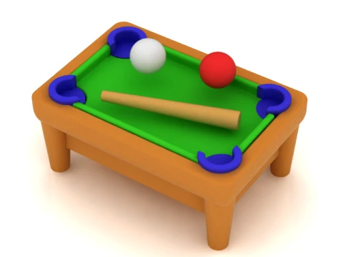 Cute Mini Pool Table Set 3D Model