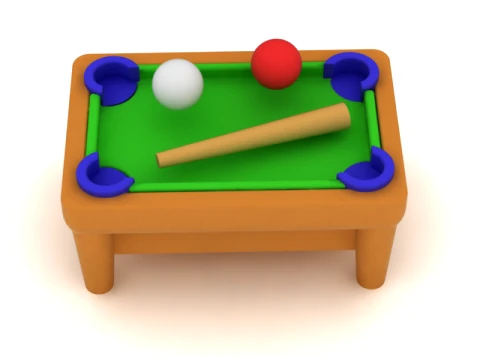 Cute Mini Pool Table Set 3D Model