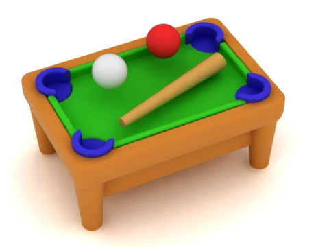 Cute Mini Pool Table Set 3D Model