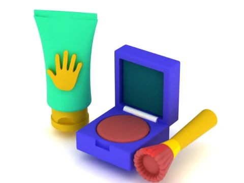 Cute Cartoon Makeup Set 3D Model