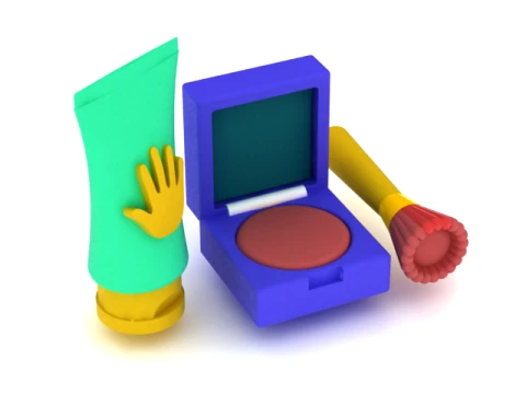 Cute Cartoon Makeup Set 3D Model