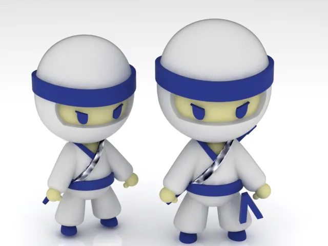 Cute White Ninja Character 3D Model .c4d .max .obj .3ds .fbx .stl .blend 