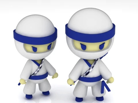 Personnage mignon de ninja blanc Modèle 3D