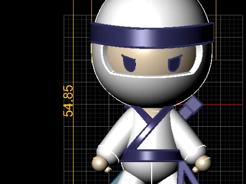 Cute White Ninja Character 3D Model
