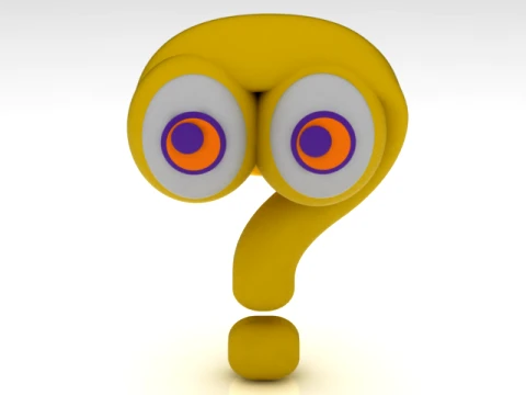 Cute Question Mark Character 3D Model
