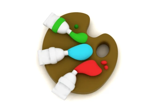 Cute Artist Paint Palette Set 3D Model