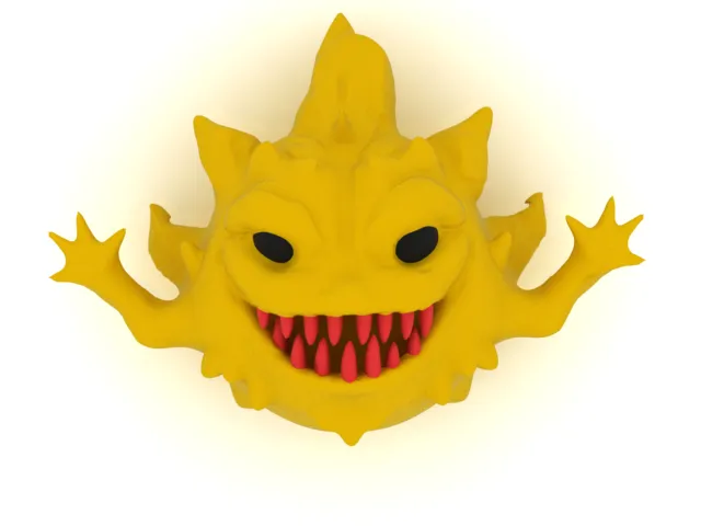 Fierce Yellow Monster Head 3D Model .c4d .max .obj .3ds .fbx .stl .blend