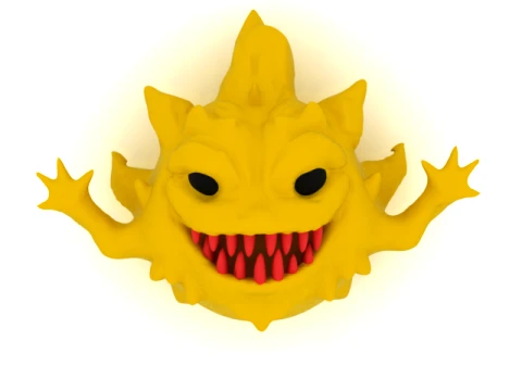 Fierce Yellow Monster Head 3D Model