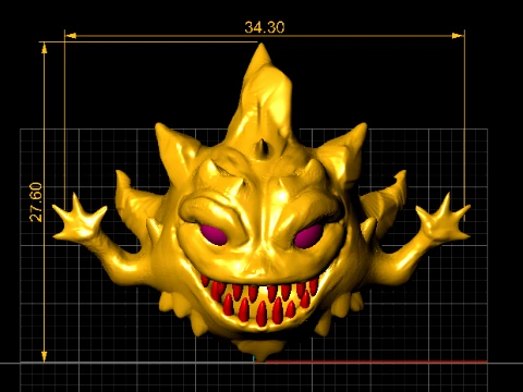 Fierce Yellow Monster Head 3D Model