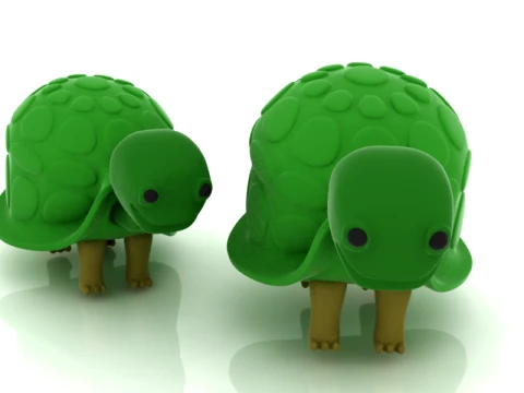 Cute Cartoon Turtle Figurine 3D Model