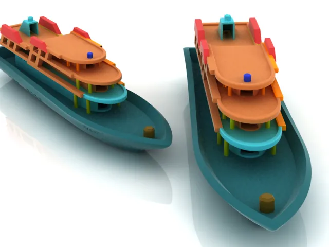 Stylized Passenger Ferry Boat 3D Model .c4d .max .obj .3ds .fbx .stl .blend 