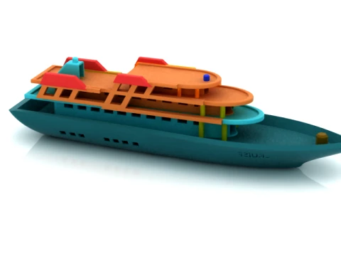 Stylized Passenger Ferry Boat 3D Model
