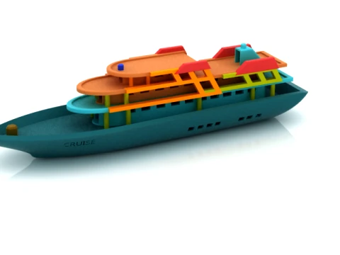 Stylized Passenger Ferry Boat 3D Model