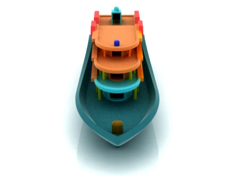 Stylized Passenger Ferry Boat 3D Model