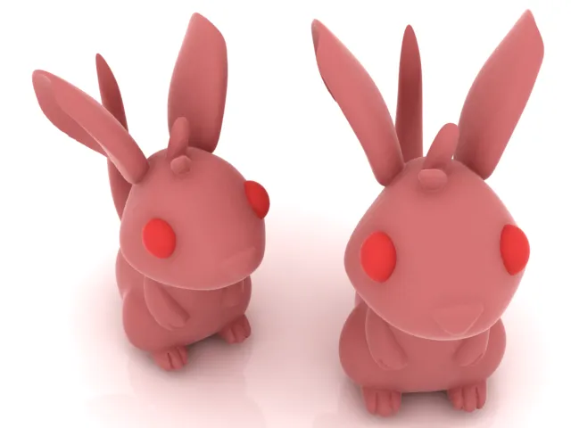 Cute Pink Rabbit Figurine 3D Model .c4d .max .obj .3ds .fbx .stl .blend