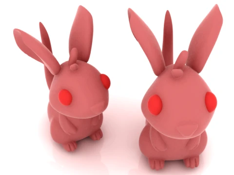Figurine mignonne de lapin rose Modèle 3D