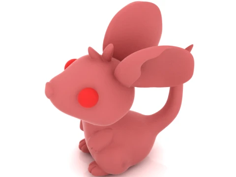 Cute Pink Rabbit Figurine 3D Model