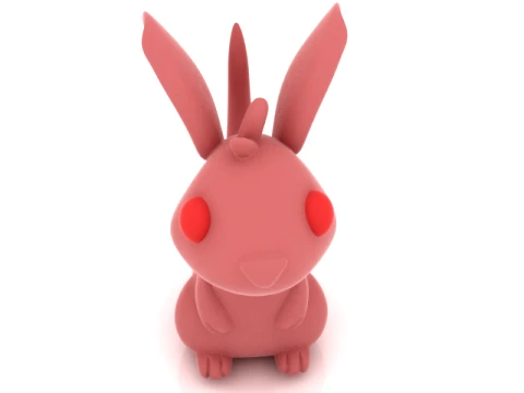 Cute Pink Rabbit Figurine 3D Model