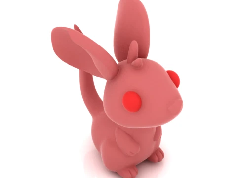 Cute Pink Rabbit Figurine 3D Model