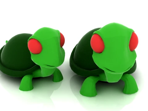 Cute Green Turtle Character 3D Model