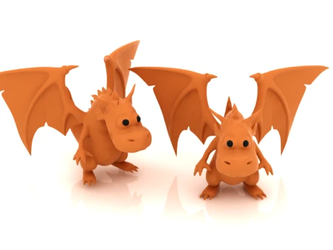 Personnage mignon de dragon orange Modèle 3D