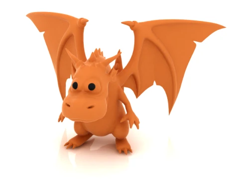 Cute Orange Dragon Character 3D Model