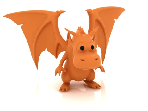 Cute Orange Dragon Character 3D Model