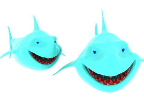 Personnage de dessin animé de requin bleu Modèle 3D
