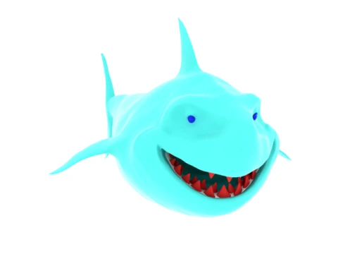 Cartoon Blue Shark Character 3D Model
