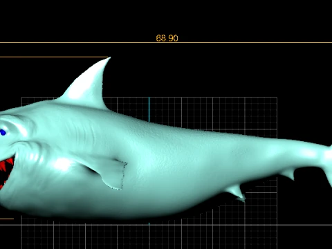 Cartoon Blue Shark Character 3D Model